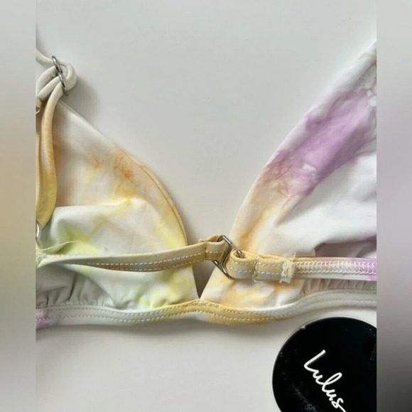 Lulus Marble Multi  Tie-dye Pattern Triangle Bikini Top Size Small  NWT - Picture 10 of 12